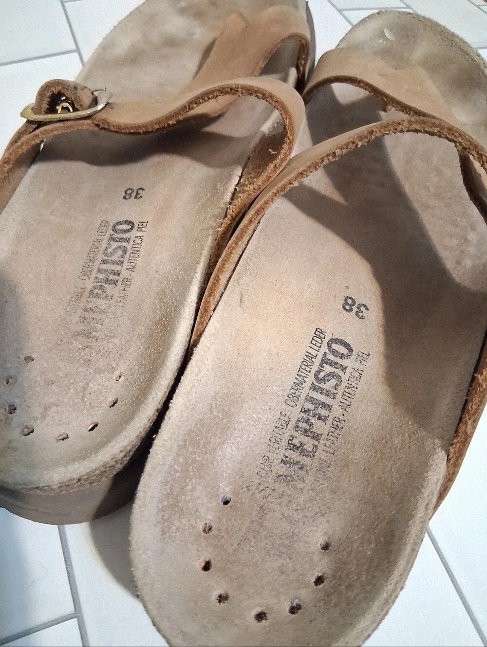 Mephisto Helen Sandals Women Tan Sz38(7)Usa Genuine Leather Made France - Picture 6 of 12